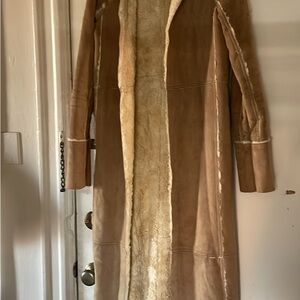 Long Tan faux Shearling Coat